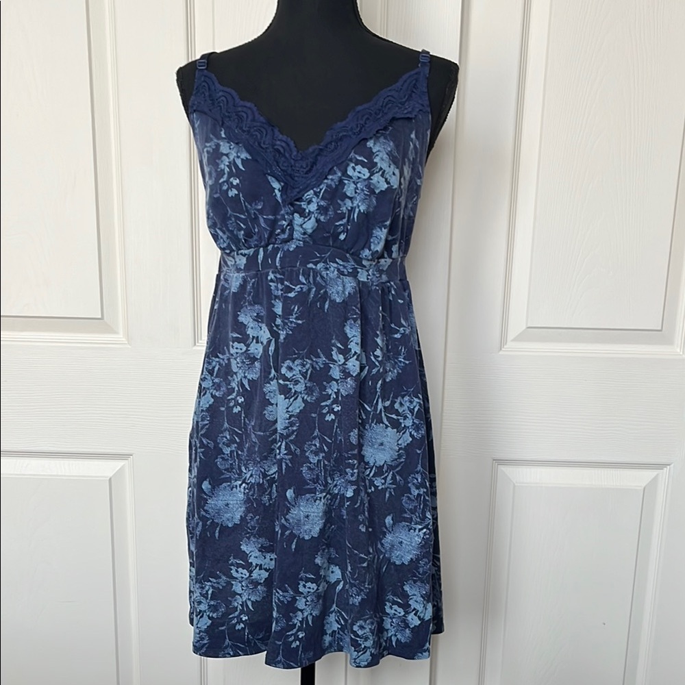 Cacique Blue Sleeveless V-Neck Babydoll Chemise